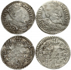 Poland 3 Groszy 1597 & 1598 Olkusz Sigismund III Vasa (1587-1632). Obverse: Crowned bust right. Reverse: Value; divided date; symbols and two-line ins...