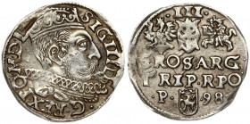 Poland 3 Groszy 1598 Poznan. Sigismund III Vasa (1587-1632). Obverse: Crowned bust right. Reverse: Value; divided date; symbols and two-line inscripti...