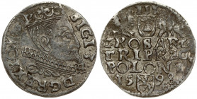 Poland 3 Groszy 1598 Wschowa Sigismund III Vasa (1587-1632). Obverse: Crowned bust right. Reverse: Value; divided date; symbols and two-line inscripti...