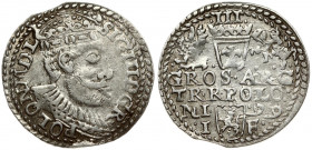 Poland 3 Groszy 1599 Olkusz Sigismund III Vasa (1587-1632). Obverse: Crowned bust right. Reverse: Value; divided date; symbols and two-line inscriptio...