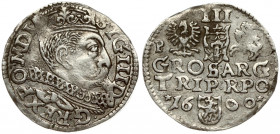 Poland 3 Groszy 1600 Poznan Sigismund III Vasa (1587-1632). Obverse: Crowned bust right. Reverse: Value; divided date; symbols and two-line inscriptio...