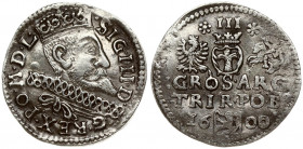 Poland 3 Groszy 1600 Bydgoszcz Sigismund III Vasa (1587-1632). Obverse: Crowned bust right. Reverse: Value; divided date; symbols and two-line inscrip...