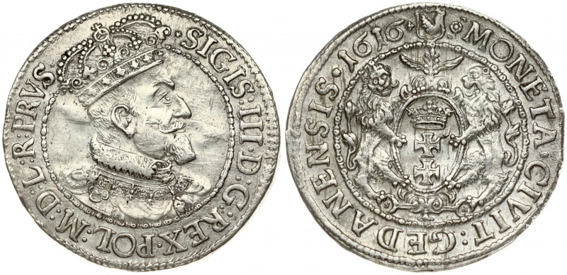 Poland Gdansk 1 Ort 1616 SA Sigismund III Vasa (1587-1632). Obverse Lettering: S...