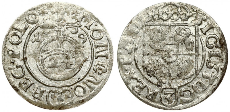 Poland 1/24 Thaler 1619 Bydgoszcz. Sigismund III Vasa (1587-1632). Obverse: Crow...