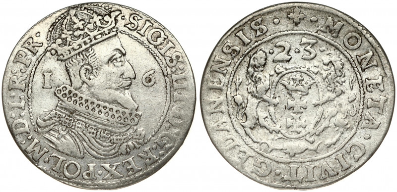 Poland Gdansk 1 Ort 1623 Sigismund III Vasa (1587-1632). Obverse Lettering: SIGI...