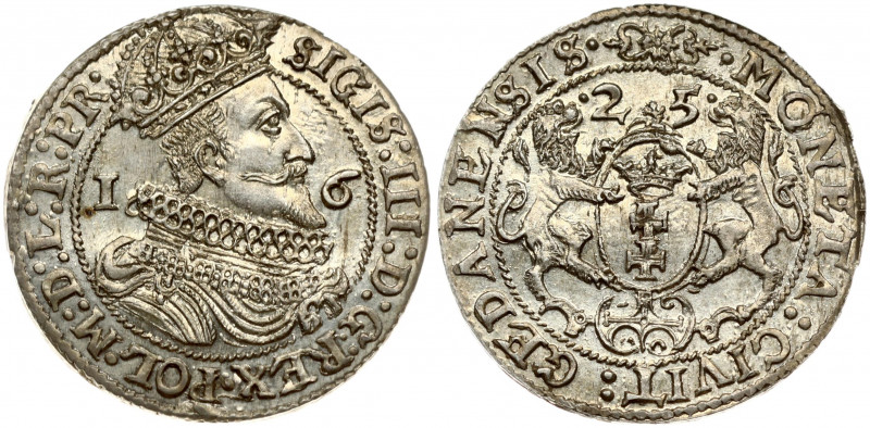 Poland Gdansk 1 Ort 1625 Sigismund III Vasa (1587-1632). Obverse Lettering: SIGI...