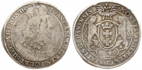 Poland Danzig 1 Thaler 1649 GR John II Casimir Vasa (1649-1668). Avese: Small king's head to the right and an inscription around it. Reverse: Gdansk c...