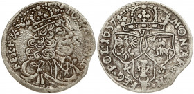 Poland 6 Groszy 1657 John II Casimir Vasa (1649–1668). Obverse: Large crowned bust right in linear circle. Reverse: Crown above three shields. Silver....