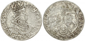 Poland 6 Groszy 1661 TT John II Casimir Vasa (1649–1668). Obverse: Large crowned bust right in linear circle. Reverse: Crown above three shields. Silv...