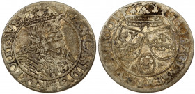 Poland 6 Groszy 1661 GBA Lviv. John II Casimir Vasa (1649–1668). Obverse: Large crowned bust right in linear circle. Reverse: Crown above three shield...