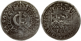 Poland 1 Gulden (Tymf) 1663 AT. John II Casimir Vasa (1649–1668). Obverse: Crowned monogram. Reverse: Crowned shield; XXX GRO on shield. (Chase and ea...