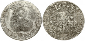 Poland 18 Groszy 1668 TLB John II Casimir Vasa (1649–1668). Obverse: Crowned portrait bust right. Reverse: Crowned shield. (1 is sliced on top of anot...