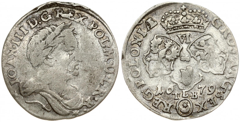 Poland 6 Groszy 1679 TLB. John III Sobieski(1674-1696). Obverse: Laureate armore...