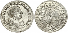 Poland 6 Groszy 1682 TLB John III Sobieski(1674-1696). Obverse: Laureate armored bust right. Reverse: With the Leliwa coat of arms under the shields. ...