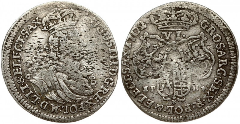 Poland 6 Groszy 1702EPH August II(1697-1733). Obverse: Small crowned bust of Aug...