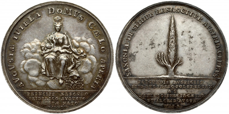 Poland Saxony Medal (1720) by Olof Wif; minted to commemarate the birth of the f...