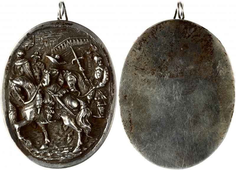 Poland Medal (1613) ND (20th Century) King on horseback. Silver Repousse Madalli...