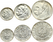Poland 2-10 Zlotych (1934-1935) Obverse: Crowned eagle with wings open. Reverse: Head of Jozef Pilsudski left. Edge Description: Reeded. Silver. Y 27-...