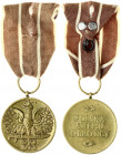Poland Army Medal from 1945. Obverse: Eagle standing on a cleaver; on the reverse side two oak leaves between which POLSKA / SWEMU / OBRONCY; one-piec...