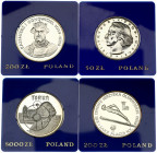 Poland 50 & 200 & 5000 Zlotych 1972-1989 Warsaw. With Origanal Box. Silver. Lot of 4 Coins