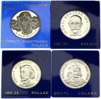 Poland 100 & 200 Zlotych 1973-1980 Warsaw. With Origanal Box. Silver. Lot of 4 Coins