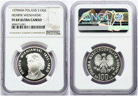 Poland 100 Zlotych 1979MW Obverse: Imperial eagle above value. Reverse: Head of Henryk Wieniawski 3/4 left. Silver. Y 98. NGC PF 69 ULTRA CAMEO ONLY O...