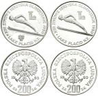Poland 200 Zlotych 1980 1980 Winter Olympics Lake Placid. Obverse: Imperial eagle above value. Lettering: POLSKA RZECZPOSPOLITA LUDOWA 19 80 mw ZŁ 200...