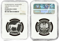 Poland 100 Zlotych 1981MW Obverse: Imperial eagle above value. Reverse: Horse right. Silver. Y 126. NGC PF 68 ULTRA CAMEO