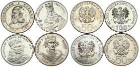 Poland 50-100 Zlotych 1981-1988 Obverse: Imperial eagle above value. Reverse: Kings. Edge Description: Reeded. Copper-Nickel. Y 124; 128; 160; 183. Lo...