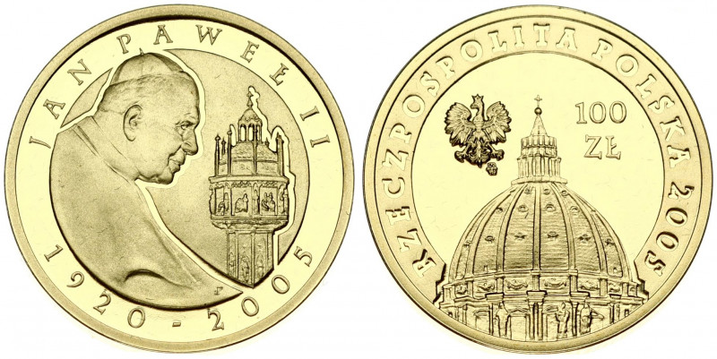 Poland 100 Zlotych 2005MW Pope John Paul II. Obverse: St. Peters Basilica dome. ...