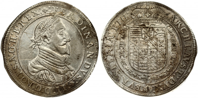 Austria 1 Thaler 1624 Graz. Ferdinand II (1619-1637). Obverse: Laureate bust wit...