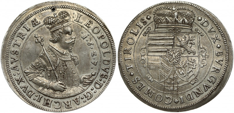 Austria Tyrol 1 Thaler 1627 Hall. Leopold V (1626-1632) Obverse: Crowned half si...