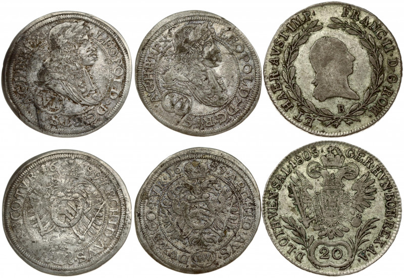 Austria 6 Kreuzer 1689 & 20 Kreuzer 1805B Leopold I (1657-1705) & Franz II (I) (...