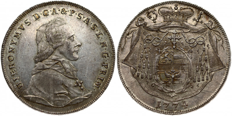 Austria SALZBURG 1 Thaler 1774 M Hieronymus(1772-1803). Obverse: Bust right. Obv...