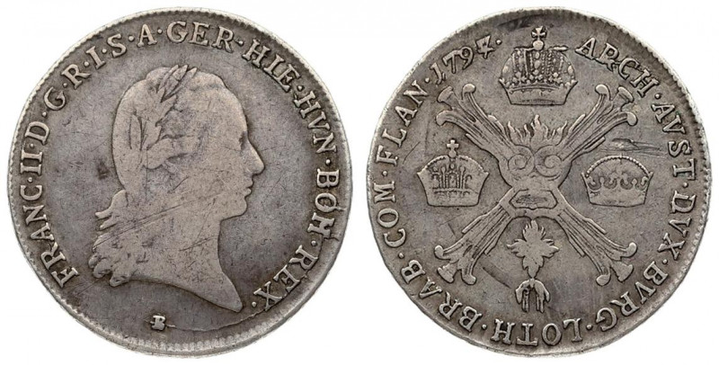 Austria Austrian Netherlands 1/4 Thaler 1797 B Kremnica. Franz II (1792-1806). O...