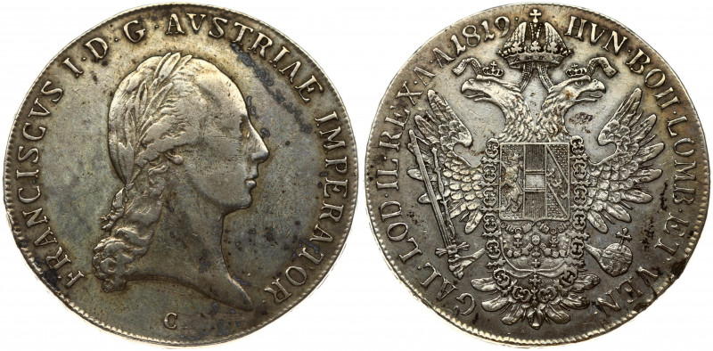 Austria 1 Thaler 1819C Franz II (I)(1792-1835). Obverse: Laureate head right. Re...