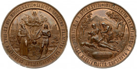 Austria Medal 1877 1100th anniversary of the founding of the Kremsmünster Abbey. Kremsmünster (Upper Austria). Obverse: St. Benedict and St. Agapitus ...