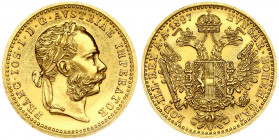 Austria 1 Ducat 1897 Franz Joseph I(1848-1916). Obverse: Laureate head right; heavy whiskers. Reverse: Crowned imperial double eagle. Gold 3.48g. Smal...
