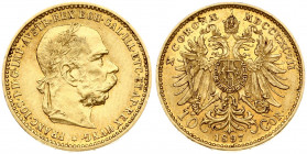 Austria 10 Corona 1897 - MDCCCXCVII Franz Joseph I(1848-1916). Obverse: Laureate; bearded head right. Reverse: Crowned imperial double eagle. Gold 3.3...
