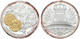 Austria Medal 1000 years of coins in Austria (2002) " Babenbergzeit 976-1246 Regensbg Pfennig". Silver. Weight approx: 50.70 g. Diameter: 50 mm.
