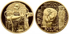 Austria 50 Euro 2015 Medicine. Obverse: Detail from Klimt's painting Judisprudence; in form of the Eumenides; the Greek deities of vengeance. Stylised...