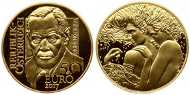 Austria 50 Euro 2017 Sigmund Freud. Obverse: Portrait of Sigmund Freud; country name; value. Lettering: REPUBLIK ÖSTERREICH SIGMUND FREUD 50 EURO. Rev...