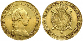 Austrian Netherlands 1/2 Souverain D'or 1786A Joseph II(1780-1790). Obverse: Laureate head right. Obverse Legend: IOSEPH • II • D • G • R • IMP • S • ...