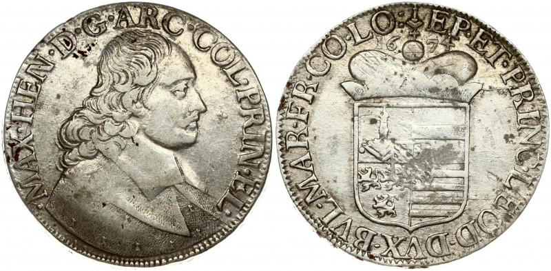 Belgium Liege 1 Patagon 1674 Maximilian Henry(1650-1688.). Obverse: Bust of Maxi...