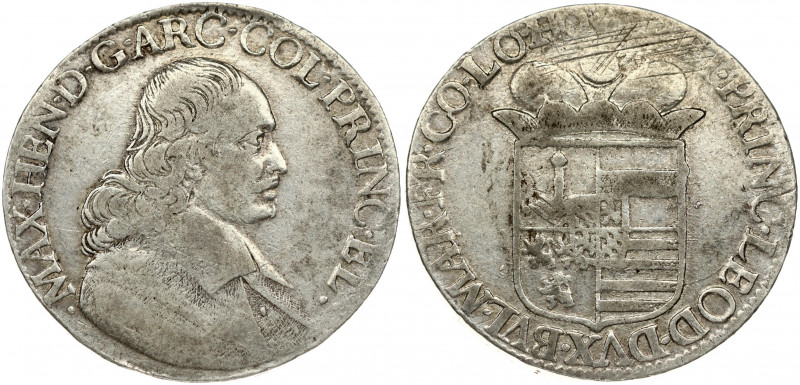 Belgium Liege 1 Patagon 1676 Maximilian Henry(1650-1688.). Obverse: Bust of Maxi...