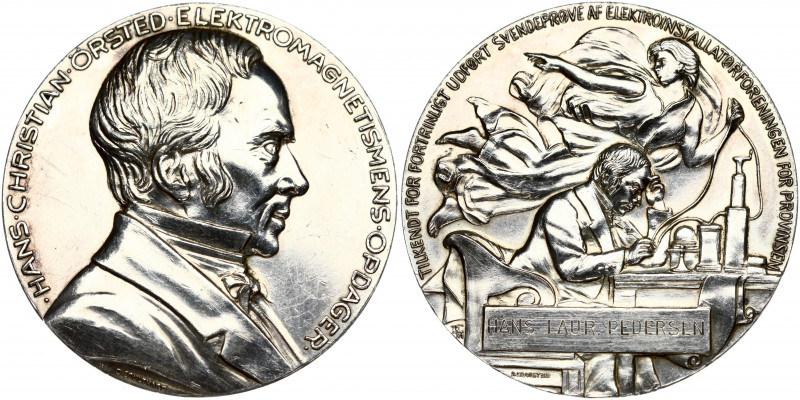 Denmark Medal (1920) Hans Christian Oersted. Jensen Gunnar (1863-1943). On the D...