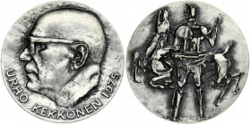 Finland Medal 1975 Urho Kekkonen. Made by Sporrong in 1975. Edge Description: SPORRONG 925 x7 Serial number 0079/1000. Silver. Weight approx: 75.94g. ...