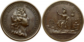 France Medal (1666) Academy. French copper medal by J. Mavger; Louis XIIII; establishment of the Academy of science. 1666. Copper. Weight approx: 28.4...