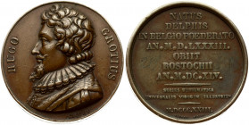 France Medal (1823) Hugo Grotius; by A. A. Caque; commemorating Hugo Grotius. Bronze. Weight approx: 37.10 g. Diameter: 40 mm