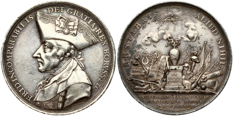 Germany Medal 1786 Frederick the Great 1740 — 1786. Silver medal 1786 by J. G. H...